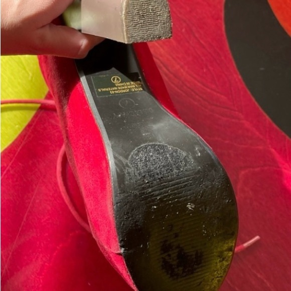 Cardi B Style Red Suede Stilleto Platform Heels Size 7 - Picture 16 of 16